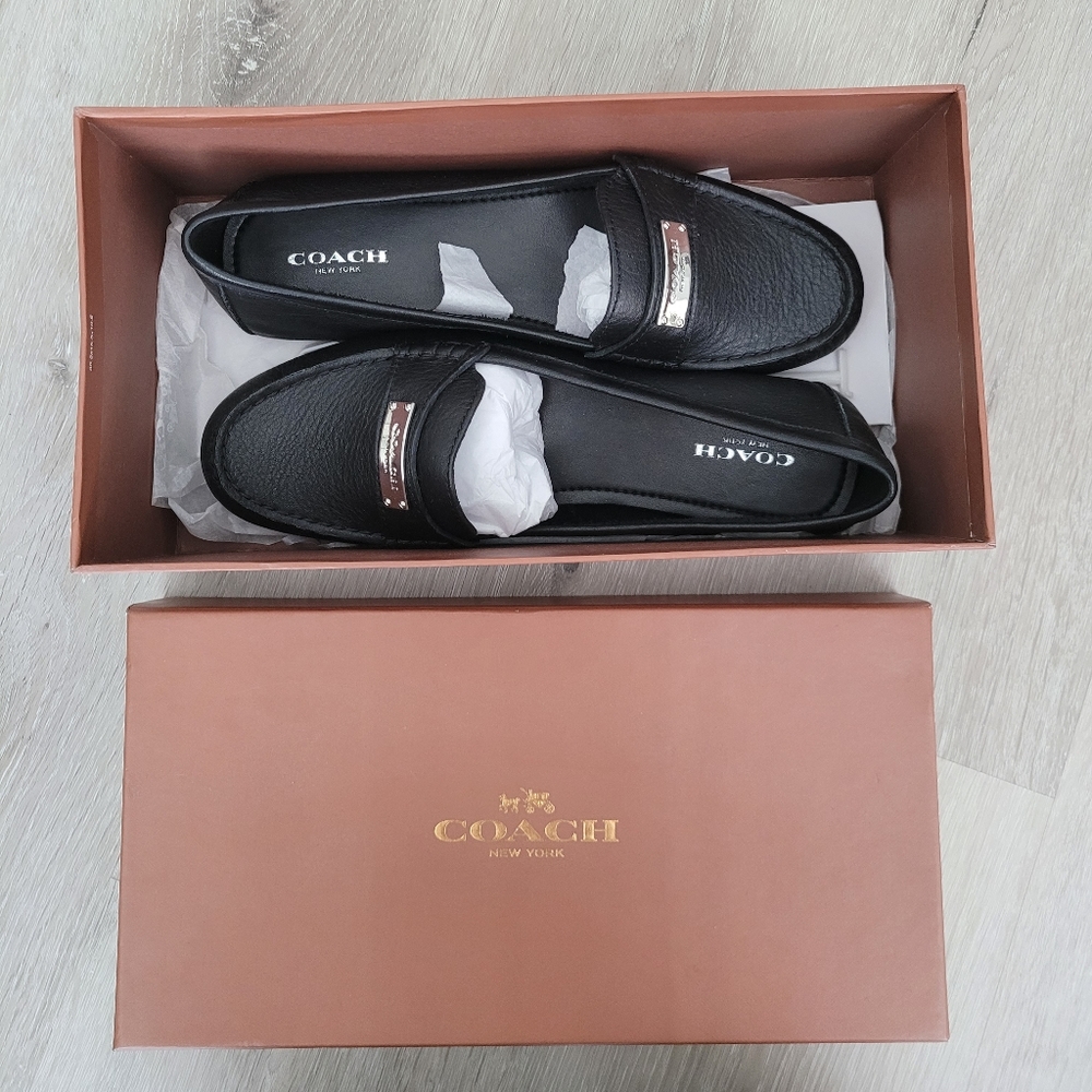 Coach Fredrica Pebble Loafers, Black, women's size 9